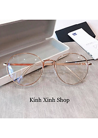 Kính Chống Ánh Sáng Xanh Không Độ Từ Điện Thoại, Máy Tính, Chống Mỏi Mắt Tròn Gọng Kim Loại Hàn Quốc - KÍNH XINH SHOP