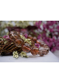 Vòng tay đá Thạch Anh Tóc Đỏ Nâu VIP cao cấp, Vòng tay đá Thạch Anh thiên nhiên Tóc Đỏ Nâu 8ly