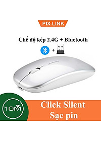 Chuột Bluetooth Không Dây PIX-LINK  P90A Wireless USB Tự Sạc Pin Siêu Mỏng, Chống Ồn - Hàng Chính Hãng