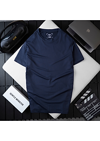 Áo phông cộc tay ô chấm màu navy ALGAPC074