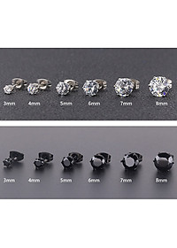 Bông Tai Nam Nữ 1 Hạt Đá  Chất Liệu Thép Titan Không Đen Không Dị Ứng TT 1689