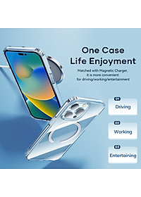 Ốp lưng chống sốc trong suốt hỗ trợ sạc Maqsafe cho iPhone 14 Pro (6.1 inch) hiệu Rock Protection Maqsafe Magetic Case (siêu mỏng 1.5mm, độ trong tuyệt đối, chống trầy xước, chống ố vàng, tản nhiệt tốt) - hàng nhập khẩu