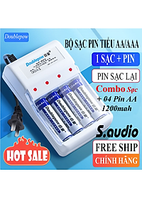(COMBO) Bộ sạc và 4 pin Dowblepow 1200mAh
