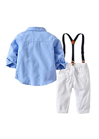 Bộ công tử bé trai, set áo sơ mi dài tay và quần quai đeo trẻ em, chất xịn dày đẹp, mẫu mới mặc sinh nhật sự kiện | MB10