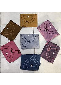 Áo lam đi chùa_ viền cổ tròn bông thêu