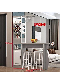 Quầy bar mini, quầy bar kiêm vách ngăn phòng khách nhà bếp 3VQB05 ( Không kèm ghế )