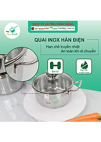 Bộ 4 nồi inox Fivestar 3 đáy bếp từ , inox 430 , nắp kính ( tặng 1 vá canh )