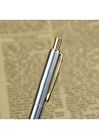  Bút Bi Ngòi Bấm Nét 0.7mm Mực Xanh Vỏ Kim Loại BP037 Thanh cài Vàng