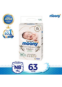 Tã dán cao cấp Moony Natural Newborn 63 miếng nhập khẩu Nhật Bản