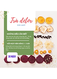 Hộp 30 gói trà detox hoa quả sấy khô 3 vị robimart giảm cân, giữ dáng, đẹp da - tặng kèm bình 1000ml, đường