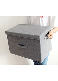 Hộp vải đựng đồ đa năng Bắc Âu có nắp rời và khoen inox sang trọng kích thước 45x23x33cm vải Oxford 600D chính hãng D Danido