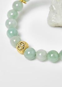 Vòng cẩm thạch phỉ thúy phối charm bạc mạ vàng 24k hạt 8mm mệnh hỏa, mộc - Ngọc Quý Gemstones