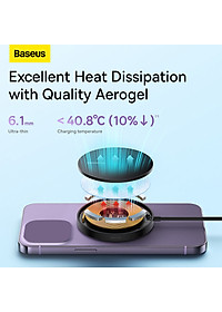 Đế Sạc Nhanh 15W Không Dây Baseus Simple Mini3 Magnetic Wireless Charger Cho 12 13 14 - Hàng Chính Hãng