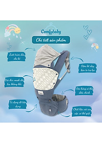 Địu ngồi trẻ em cao cấp siêu mềm - siêu thoáng 4 tư thế Comfybaby CF119HC003 cho bé từ sơ sinh tới 36 tháng có mũ đỡ đầu