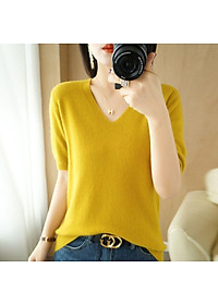 - Áo len dệt kim tay lỡ cổ tim chữ V mẫu 2022