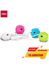 Thước Dây Deli Có Thể Làm Móc Chìa Khóa- Dài 1.5M - Thước Dây Cuộn - Màu Trơn Xanh Lá / Xanh Dương / Hồng / Trắng  - 1 Chiếc