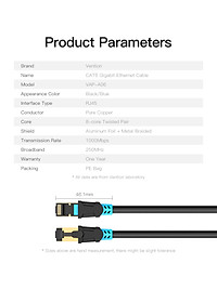 Dây cáp mạng đúc sẵn 2 đầu Cat6 SFTP - Hàng chính hãng Vention độ dài 1m - 30m