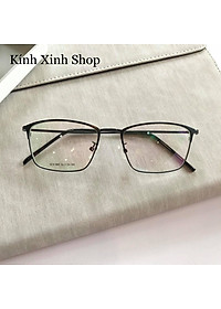 Kính Giả Cận, Gọng Kính Cận Dáng Vuông Kim Loại Mảnh Hàn Quốc Chống Bức Xạ, Chống Ánh Sáng Xanh (ĐEN)