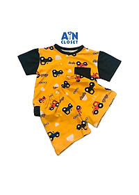 Bộ quần áo ngắn bé trai họa tiết Xe kéo vàng thun cotton - AICDBTTVLCD9 - AIN Closet