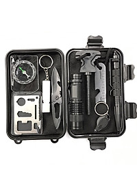 Hộp sinh tồn cao cấp 9 món, Bộ dụng cụ sinh tồn đa chức năng, Hộp sơ cứu dành cho trường hợp khẩn cấp, Đồ dùng khẩn cấp - GROFA