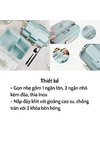 Hộp Cơm Văn Phòng Giữ Nhiệt Tiện Ích Hiện Đại 3 Ngăn Kèm Bộ Đũa Thìa INOX – Chất Liệu Lúa Mạch An Toàn Cho Sức Khỏe – Hàng Chính Hãng MINIIN
