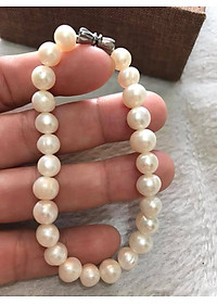 Vòng NGỌC TRAI NỮ ĐEO SIZE 7LY5 VÒNG GỒM 25 HẠT ĐÚNG CUNG SANH  MÀU TRẮNG 