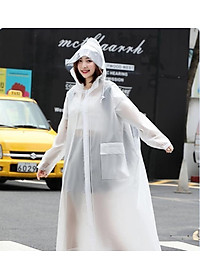 Áo Mưa Trong Suốt Dáng Dài Vành Rộng Có Khóa Kéo