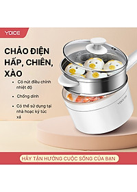 Nồi lẩu điện mini YOICE đa năng công suất 500W, 2 lớp chống bỏng bảo vệ đôi tay của bạn - YDZG1002 - HÀNG CHÍNH HÃNG