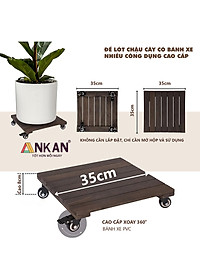Đế Lót Chậu Cây Có Bánh Xe Cao Cấp ANKAN Hình Vuông Màu Đen 35x35Cm, Tải trọng 150 Kg, Di Chuyển Chậu Cây Nặng Dễ Dàng, Êm Ái