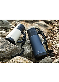 Bình giữ nhiệt Lock&Lock Easy Outdoor Vacuum Bottle màu trắng ngà LHC1485IVY 1,8L - Hàng chính hãng có quai xách, nắp dùng làm cốc nước - JoyMall
