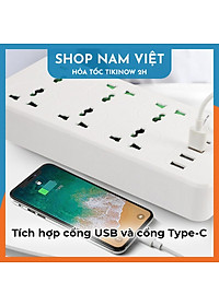 Ổ Cắm Điện Có Cổng Type-C, Công Tắc Riêng, Chịu Tải 3000W
