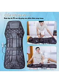Nệm (đệm) massage ô tô cao cấp Nikio NK-150 - Con lăn 3D xoa bóp cổ vai gáy, kết hợp nhiệt nóng sưởi ấm lưng, cổ và rung toàn thân tạo cảm giác thư giản, túi khí nâng đỡ cột sống lưng