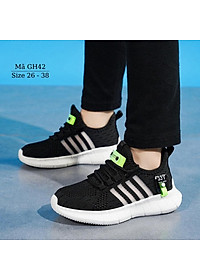 Giày thể thao bé trai màu đen 3 - 12 tuổi khóa rút sành điệu đế siêu nhẹ chống trơn cho trẻ em nam đi học chạy bộ thời trang năng động và cá tính NHÍM SHOP GH42