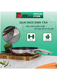 Bộ nồi và chảo chống dính vân đá inox 304 cao cấp Fivestar Plus 5 món nắp kính , tặng 1 vá canh