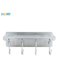 Kệ treo dao kéo Inox 304 có 4 móc treo dán tường Hobby home decor KDT