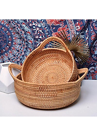 Khay Mây Guột ONGTRE Đựng Trái Cây, Decor Phòng Khách tiện lợi