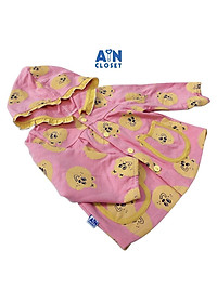 Áo khoác có nón bé gái họa tiết Gấu bông vàng thun da cá - AICDBGWTI5DO - AIN Closet