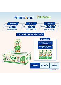 Thùng Sữa hạt Veyo lên men tự nhiên Vị Nguyên bản Ít đường (30hộp x 180ml)