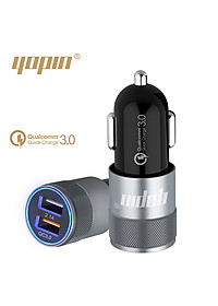 Adapter Củ Sạc Nhanh Trên Xe Hơi, Ô Tô 2 Cổng USB Qualcomm Quick Charge 3.0 YOPIN YE-CC019F - Hàng Nhập Khẩu