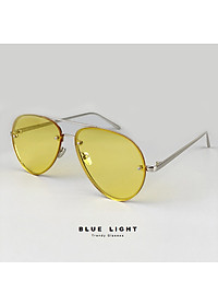 Kính Mát, Kính Râm Nam Nữ, Mắt Phi Công Gọng Khoan Càng Kim Loại Vàng, Xanh Ngọc, Nâu Trà, Mắt Phẳng Hàn Quốc, Tặng Hộp Khăn Và Phụ Kiện - BLUE LIGHT