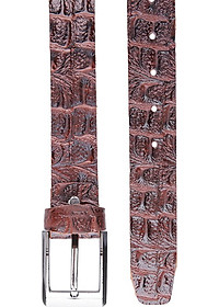Thắt Lưng Nam Vân Cá Sấu 1 Lớp Huy Hoàng HT4124 (120 x 4 cm) - Nâu