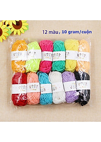 Set 12 cuộn len mix màu để làm đồ handmade, trang trí, làm đồ chơi mầm non