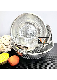  RỔ INOX (RÁ INOX) CAO CẤP. Dụng cụ đựng chứa thực phẩm với 3 chân cao TIỆN LỢI dùng trưng hoa quả, rửa rau củ quả, phơi hong bánh