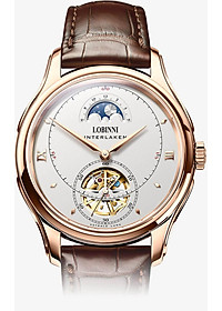 Đồng hồ nam chính hãng LOBINNI LB13023G-D1 hàng mới 100%,Kính sapphire ,chống xước,chống nước 50m,mặt trắng vỏ vàng hồng dây da nâu xịn, thép không gỉ 316L,Đồng hồ cơ (Automatic) bảo hành 24 tháng, Mới 100%,thiết kế đơn giản trẻ trung và sang trọng