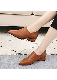 Giày boot nữ cao cấp cổ thấp phong cách hàn quốc 21204