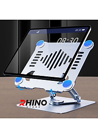 Kệ đỡ Laptop xoay 360° tản nhiệt Rhino KL301, giá đỡ máy tính nhôm cao cấp, gấp gọn - Hàng chính hãng