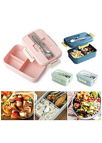 Hộp Cơm Văn Phòng Giữ Nhiệt Tiện Ích Hiện Đại 3 Ngăn Kèm Bộ Đũa Thìa INOX – Chất Liệu Lúa Mạch An Toàn Cho Sức Khỏe – Hàng Chính Hãng MINIIN