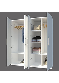 [Miễn phí vận chuyển & lắp đặt tại TP.HCM] Tủ quần áo gỗ cao cấp phong cách Bắc Âu thiết kế 4 cánh cửa mở thông minh tích hợp nhiều hộc kệ Ohaha - TQA038 - Màu C/Màu Trắng