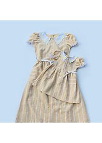 Đầm bé gái họa tiết Caro nhí vàng cổ sơ mi cotton - AICDBGMMOMJL - AIN Closet
