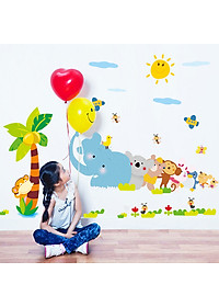 Decal dán tường rồng rắn lên mây voi xanh